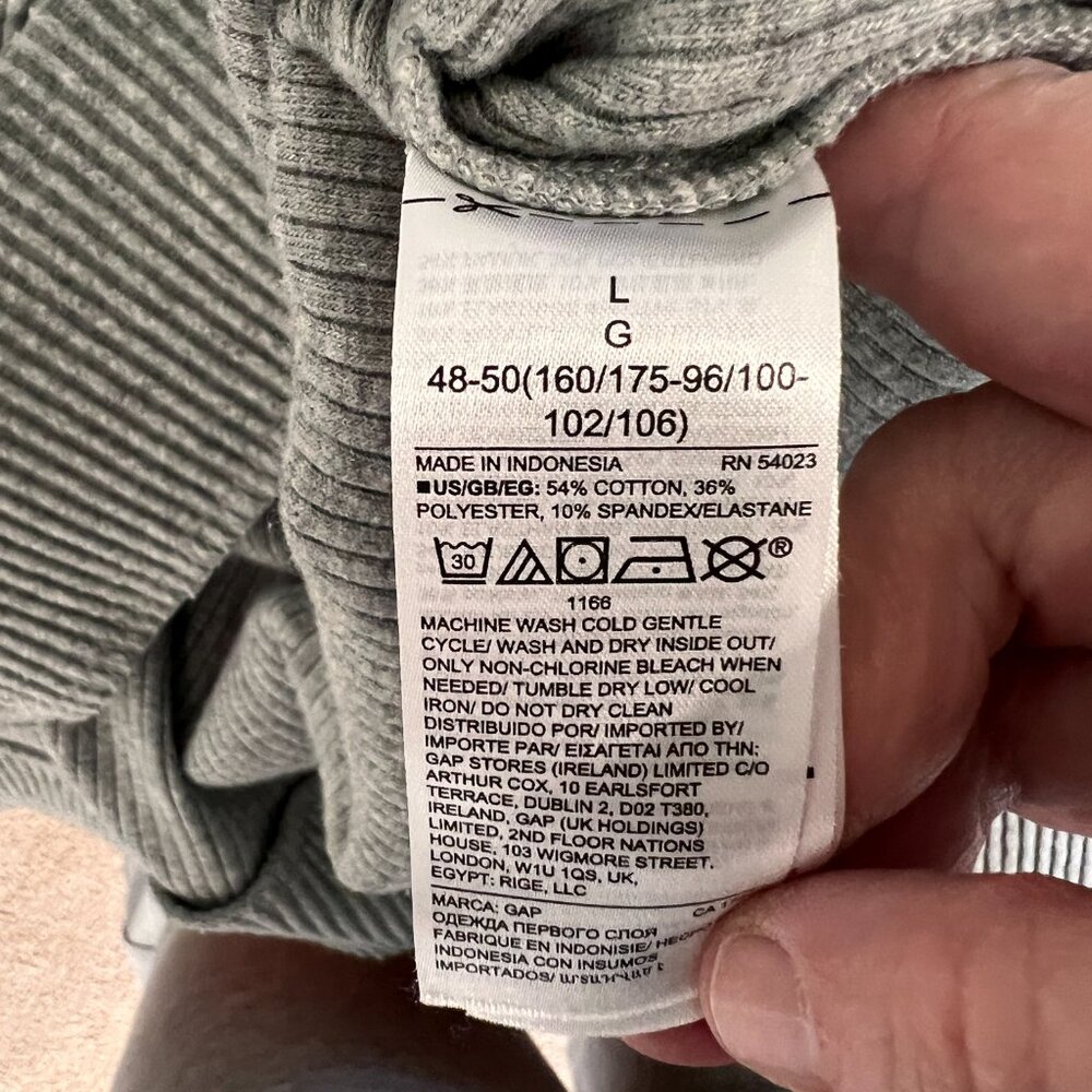Gap Gray Ribbed Pullover Shirt with Hoodie Size L - Picture 9 of 9